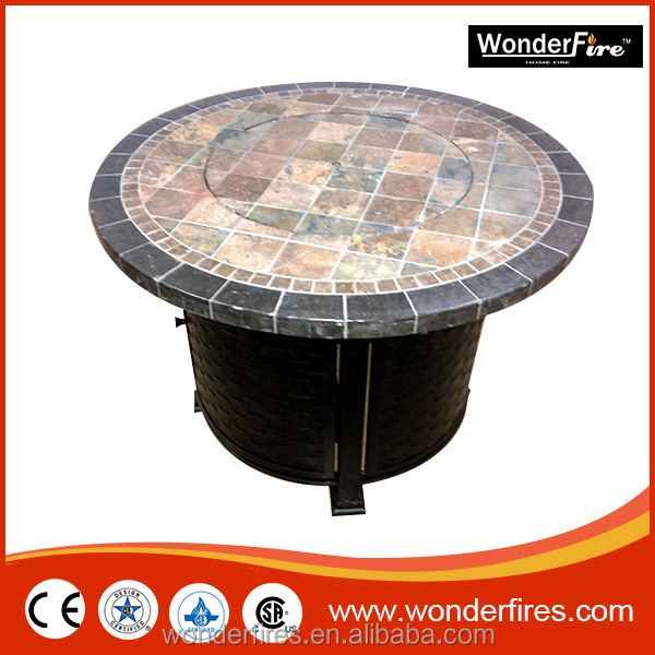 Outdoor Rectangle Gas Fire PIt System/fire bowl/Slate mosaic round mesa heating barbecue table fire pit