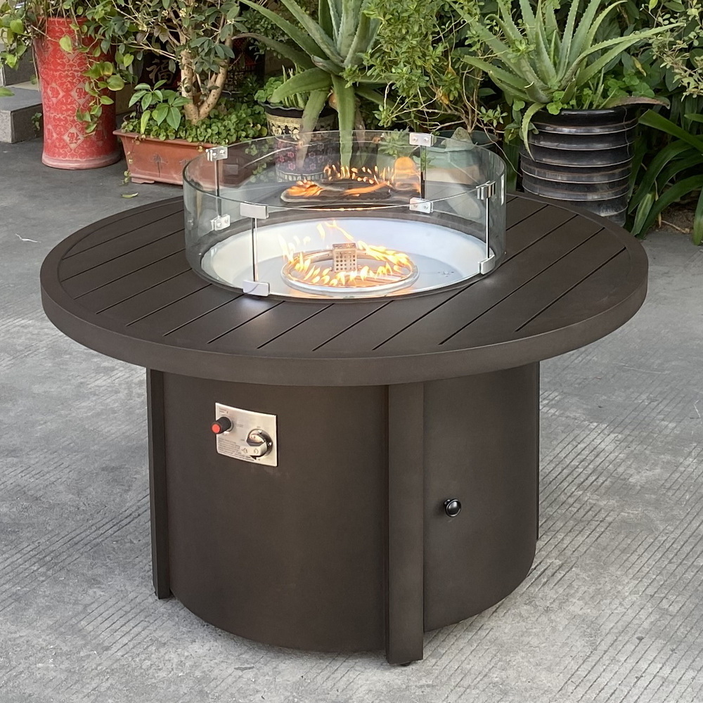 42 inch round fire pit table patio aluminum fire table.