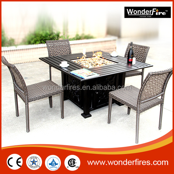 Outdoor manmade clay patio gas fireplace square garden portable propane fire pit table for party