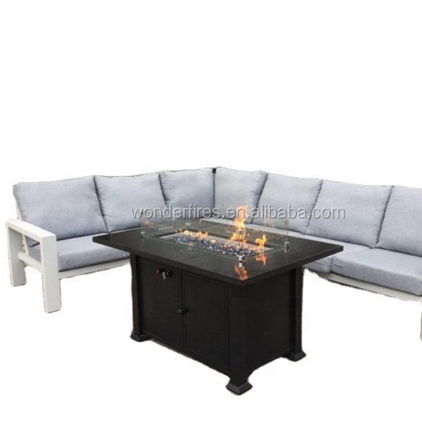 Outdoor manmade clay patio gas fireplace square garden portable propane fire pit table for party