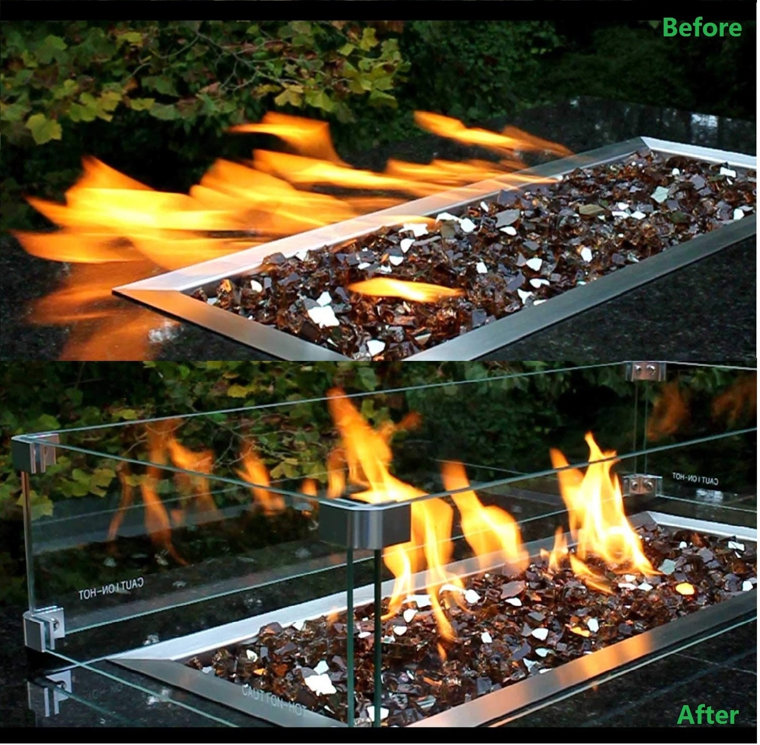 Tempered Glass Fire Pit Wind Guard/Shield