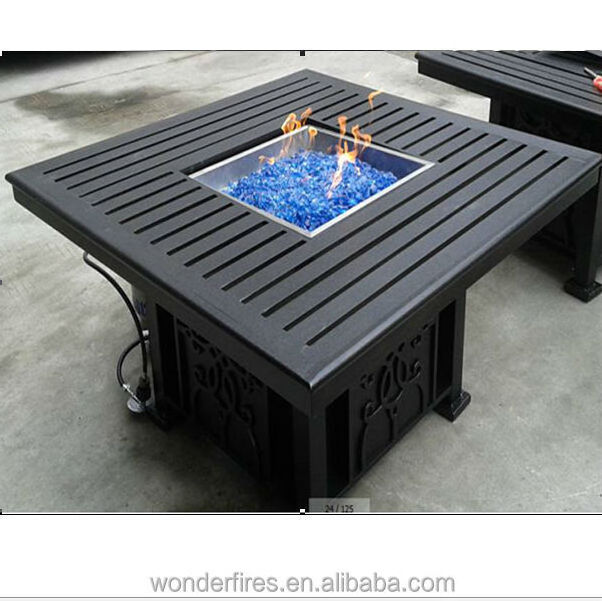 Garden Natural Outdoor Heater Glass Propane Gas Fire pit with Burners