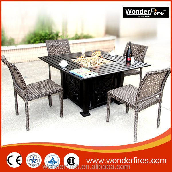 Square Outdoor Aluminum Gas Firepit table/Rectangle Outdoor Fire Pit