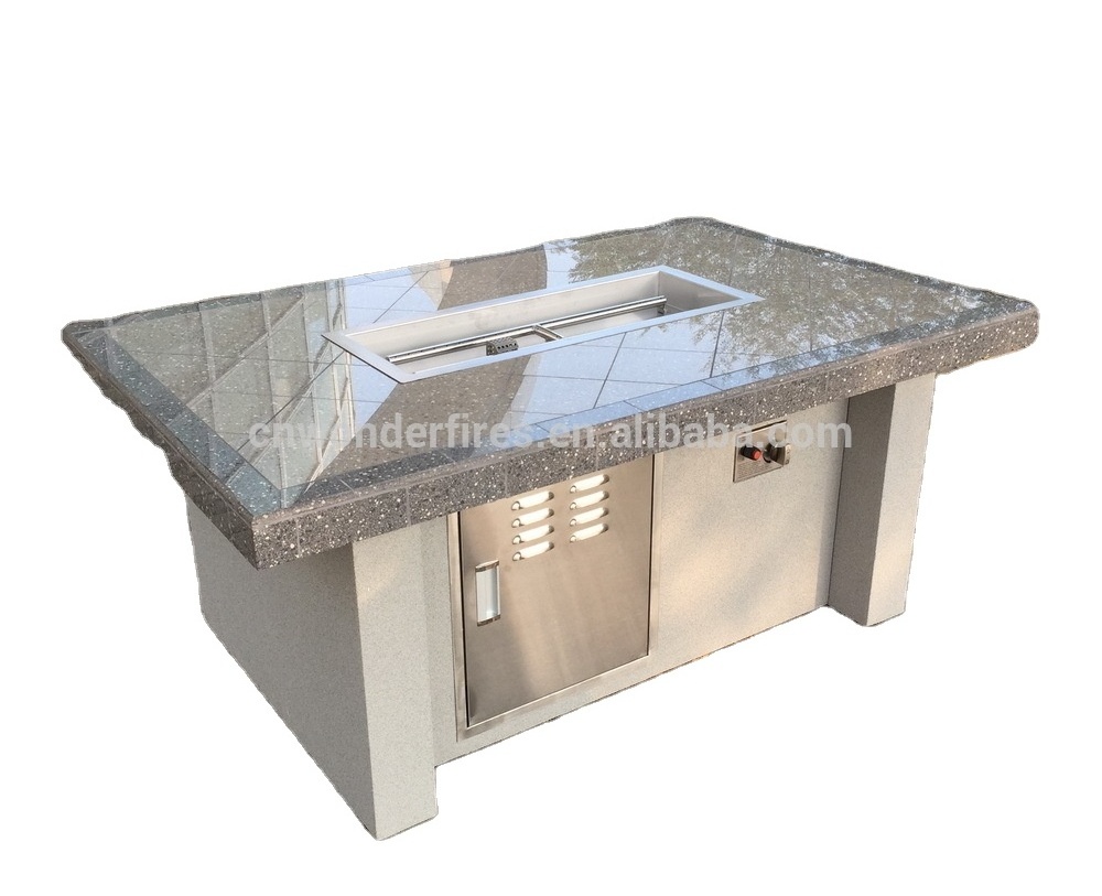 Hot selling cheap price propane outdoor firepit table with rectangle stainless fire pit pan made in China