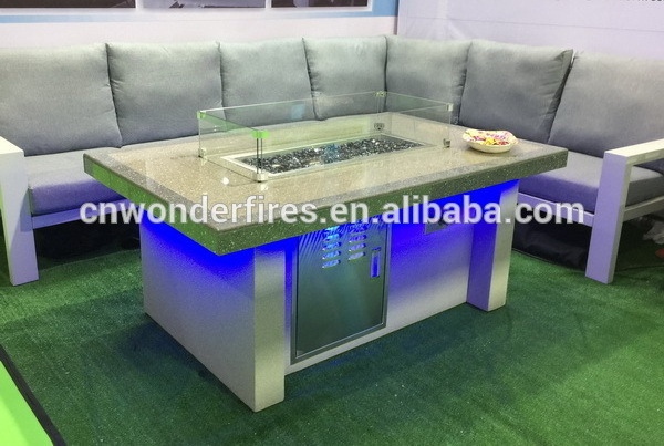 Hot selling cheap price propane outdoor firepit table with rectangle stainless fire pit pan made in China