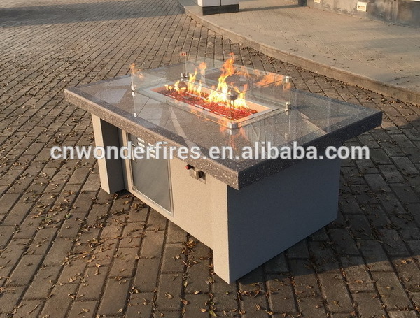 Hot selling cheap price propane outdoor firepit table with rectangle stainless fire pit pan made in China