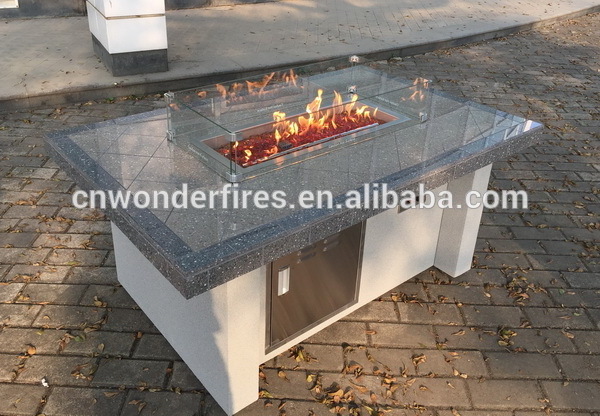 Hot selling cheap price propane outdoor firepit table with rectangle stainless fire pit pan made in China