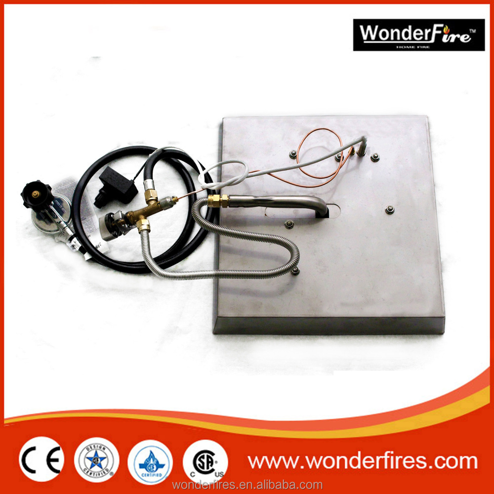 Outdoor Stainless Steel Natural Gas or LP Fire Pit Ring Burner and Flat Pan Kit with Electronic ignition System