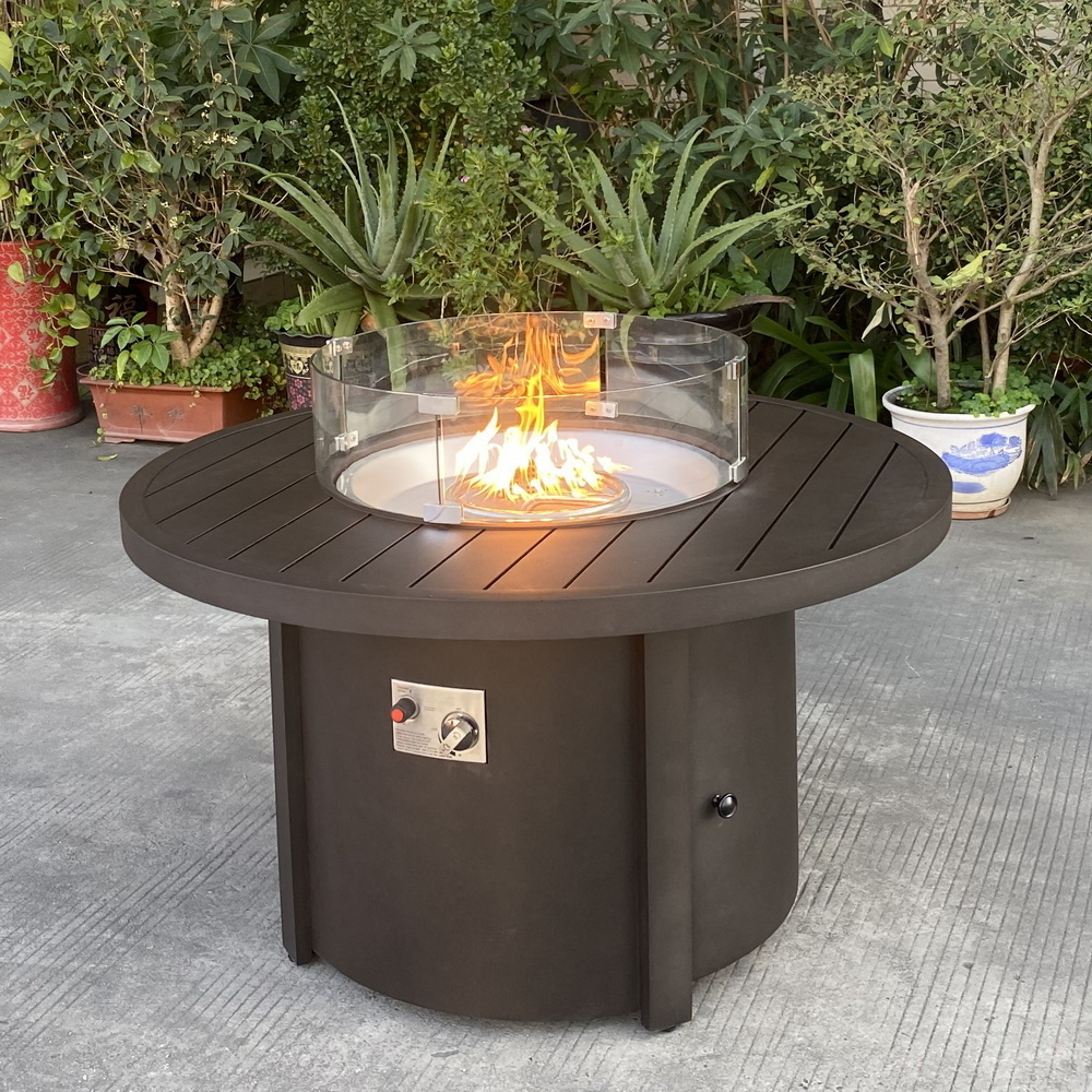 42 inch round fire pit table patio aluminum fire table.