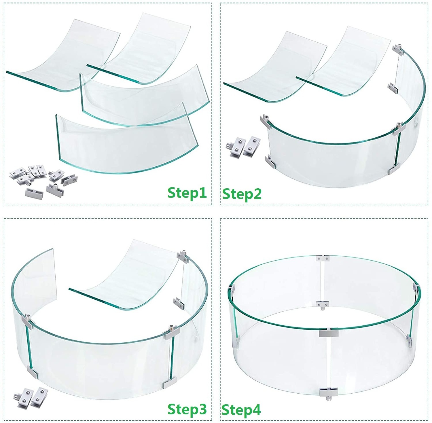 Tempered Glass Fire Pit Wind Guard/Shield