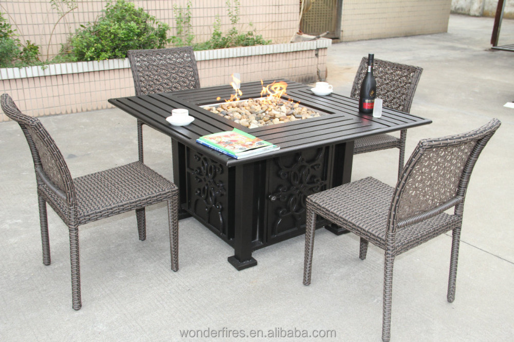 Outdoor manmade clay patio gas fireplace square garden portable propane fire pit table for party