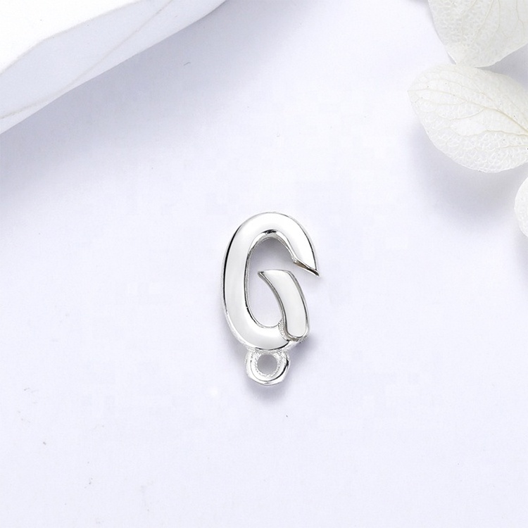 925 Silver Customized 18K Gold Plated Oval Shape Push Gate Bail Pendant Connector Lock Closure Small Spring Ring Clasp With Loop