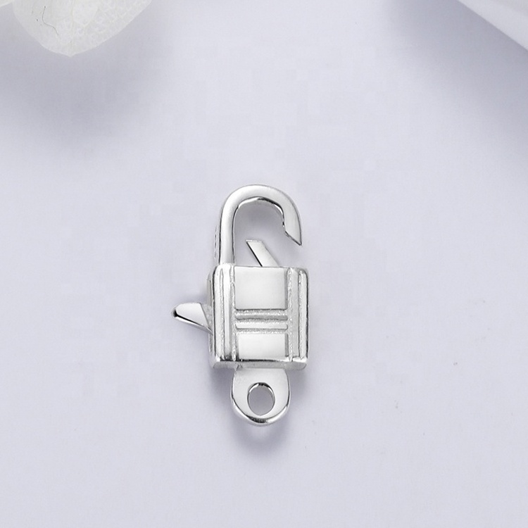 S925 925 Sterling Silver Striped Padlock Findings Lock Lobster Claw Jewelry Clasp For Necklace Bracelet Decoration 11mm 14mm