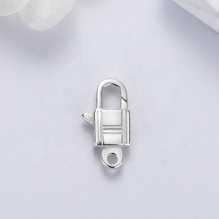 S925 925 Sterling Silver Striped Padlock Findings Lock Lobster Claw Jewelry Clasp For Necklace Bracelet Decoration 11mm 14mm