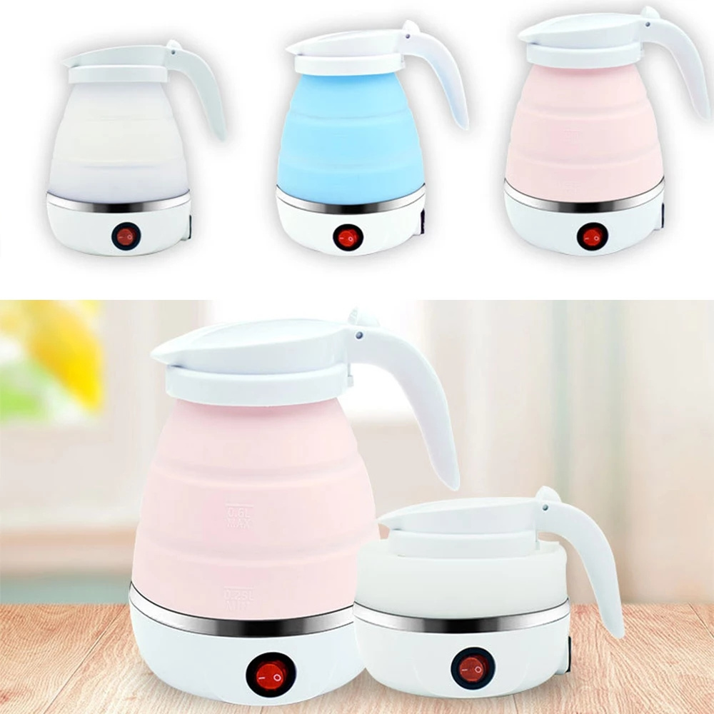 WONDERFUL Electric Kettle Silicone Foldable Water Kettles Compression Leak Proof 600ml Travel Portable Mini Kettle for Household