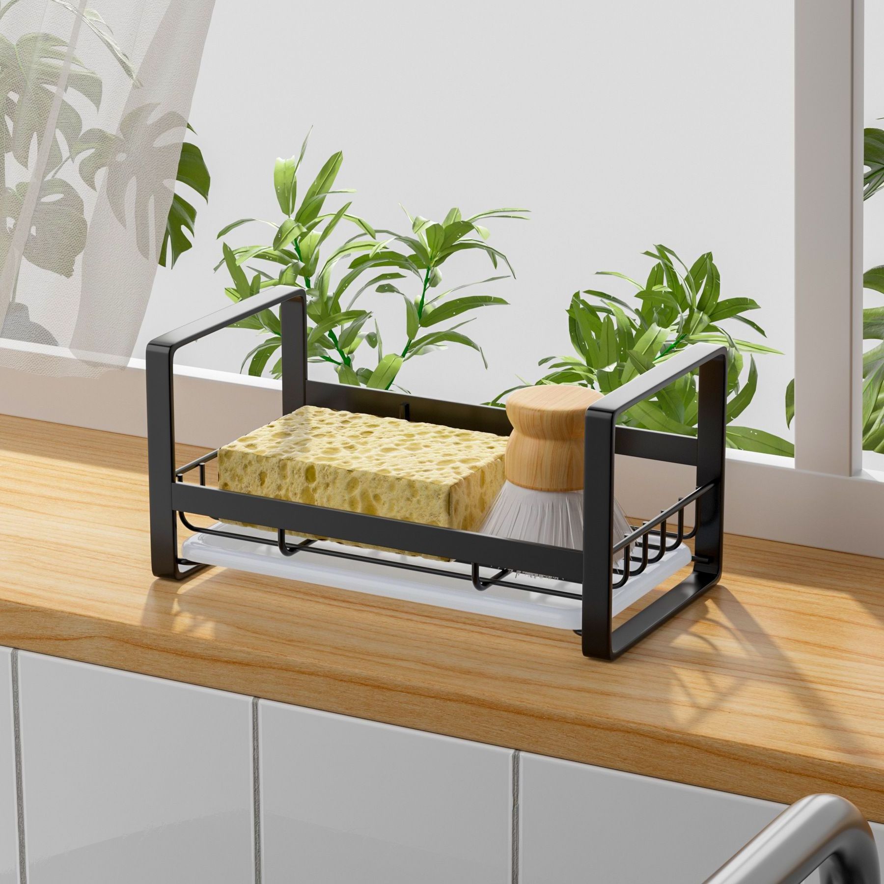 WONDERFUL Stainless Steel Kitchen Sink Caddy With Drip Tray Kitchen Sponge Holder Sink Caddy Sink Organizer