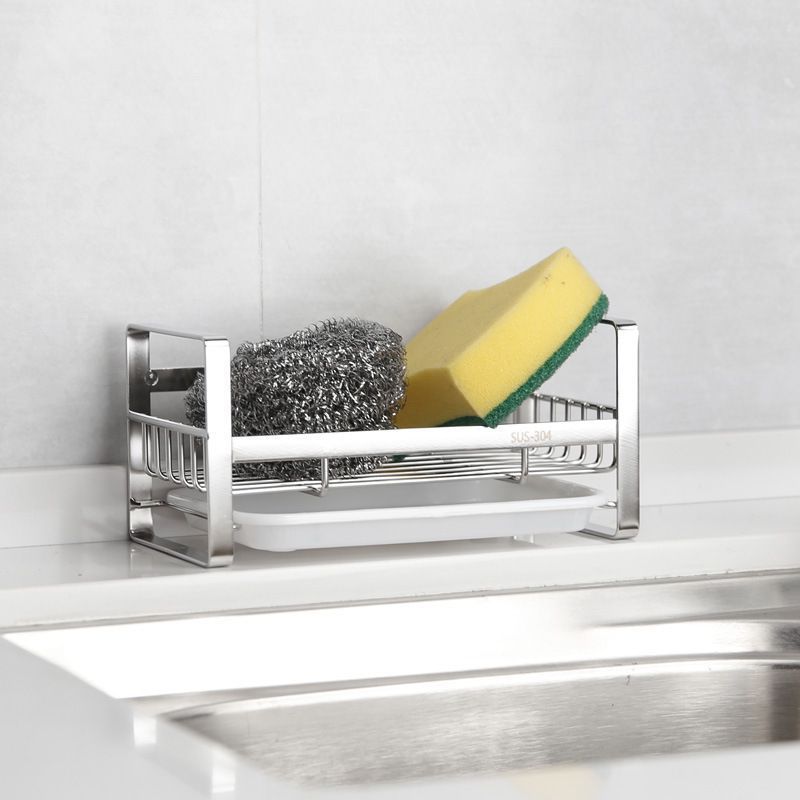 WONDERFUL Stainless Steel Kitchen Sink Caddy With Drip Tray Kitchen Sponge Holder Sink Caddy Sink Organizer