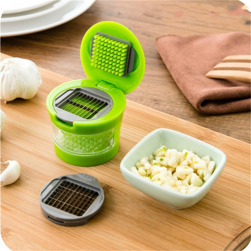 WONDERFUL Kitchen Mini Portable ABS Stainless Steel Garlic Press Chopper Slicer Grinder Crusher Hand Garlic Grater