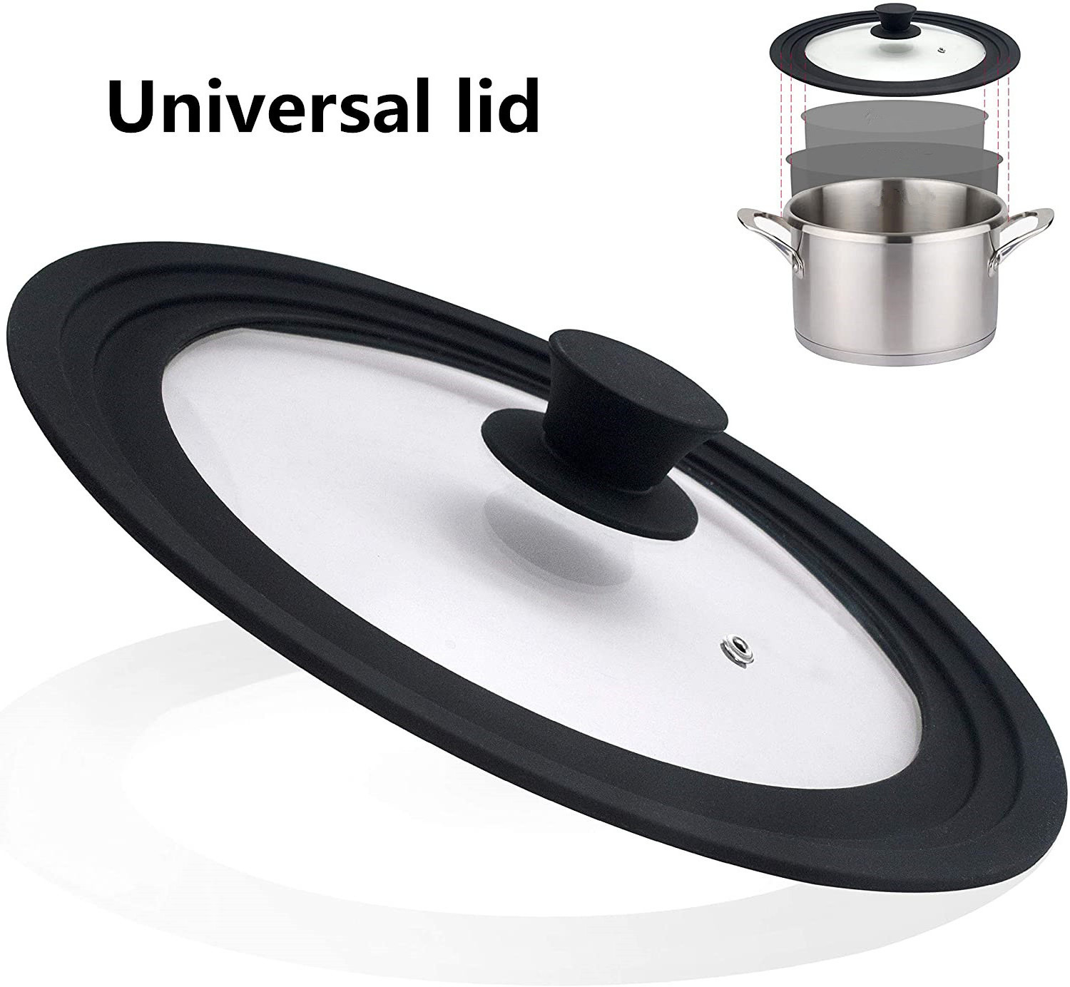 WONDERFUL Heat Resistant Silicone Pot Covers 22-24-26cm Tempered Glass Lids Universal Lid for Pots Pans and Skillets