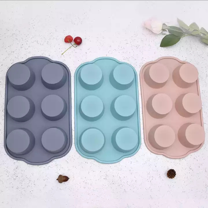 WONDERFUL Hot Sale New Food Grade Silicone Bake-Ware 6 Cups Cupcake Mold Baking Cake Pan Muffin Tray