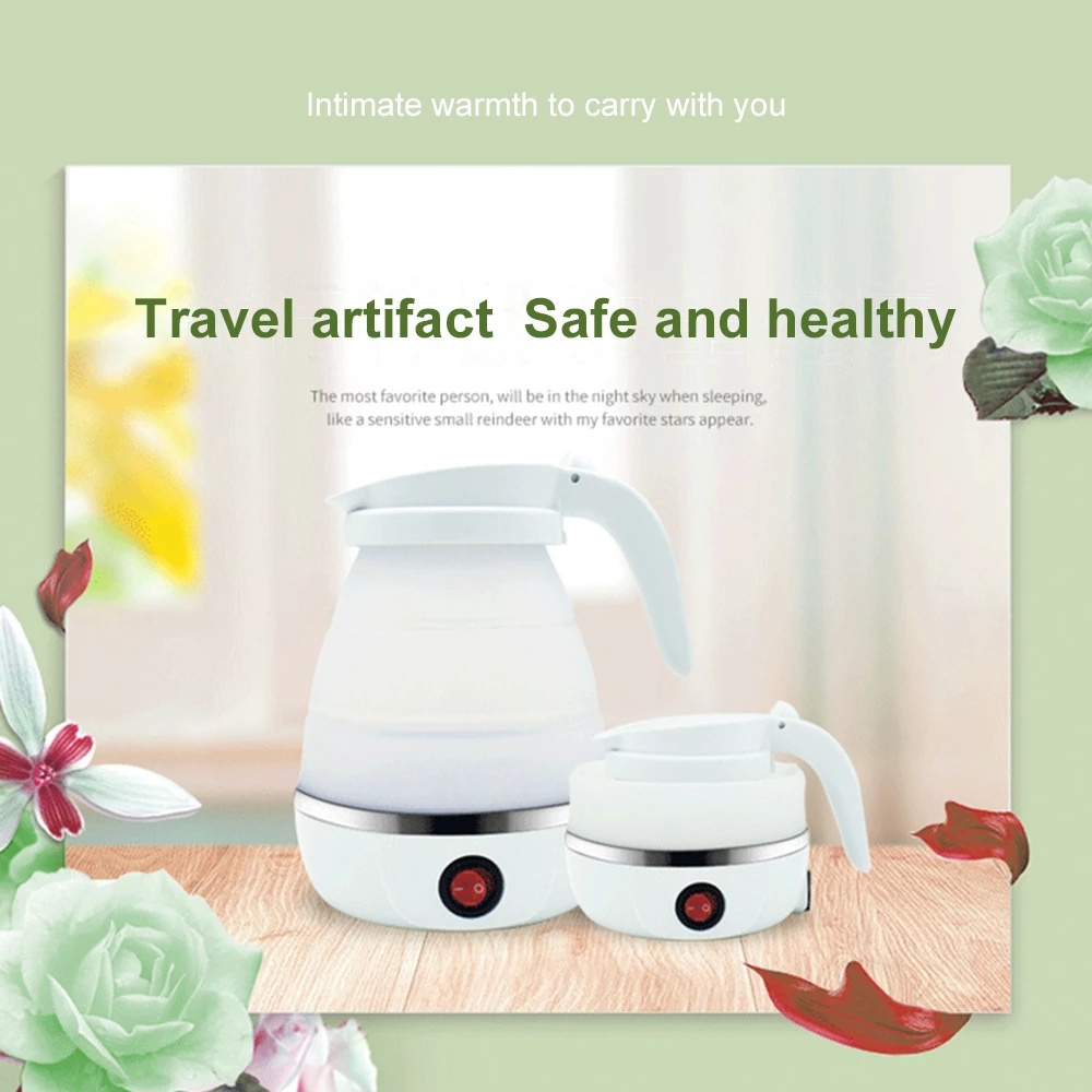 WONDERFUL Electric Kettle Silicone Foldable Water Kettles Compression Leak Proof 600ml Travel Portable Mini Kettle for Household