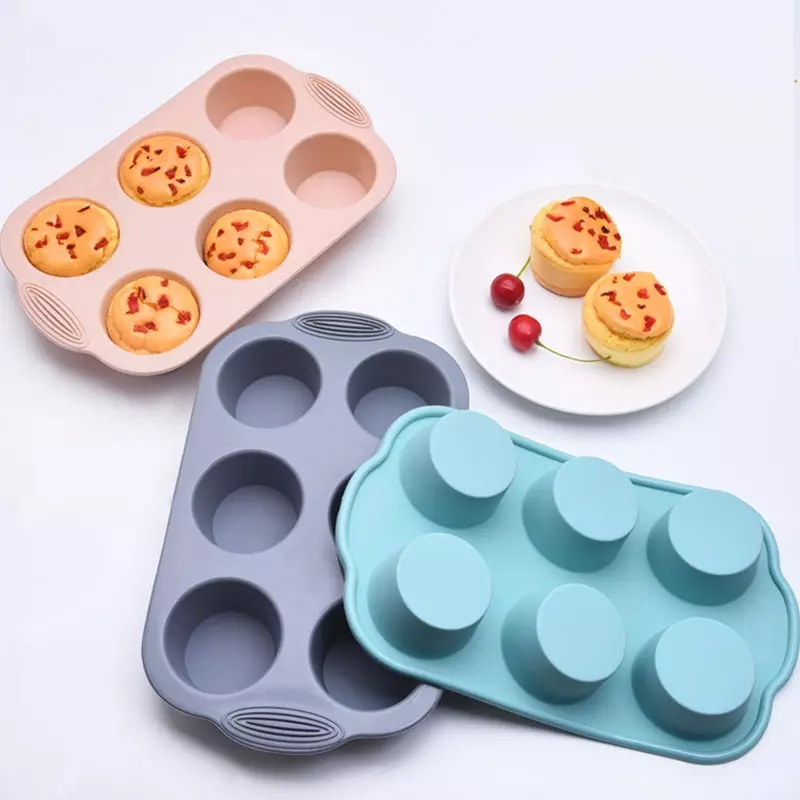 WONDERFUL Hot Sale New Food Grade Silicone Bake-Ware 6 Cups Cupcake Mold Baking Cake Pan Muffin Tray