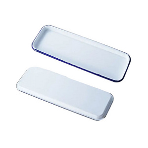 WONDERFUL Wholesale high temperature big capacity white rectangular carbon steel enamel camping tray dishes plates