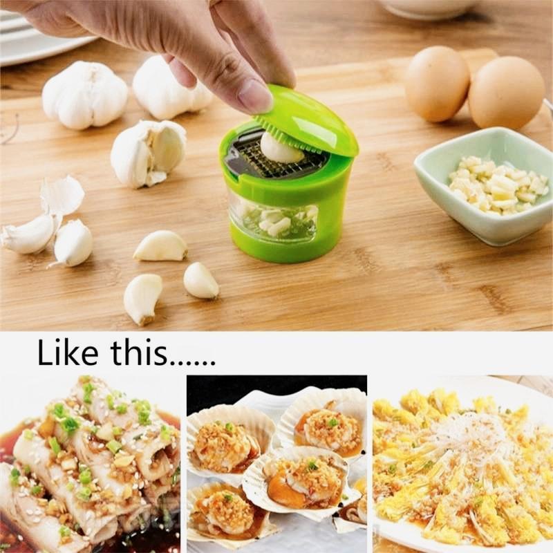 WONDERFUL Kitchen Mini Portable ABS Stainless Steel Garlic Press Chopper Slicer Grinder Crusher Hand Garlic Grater