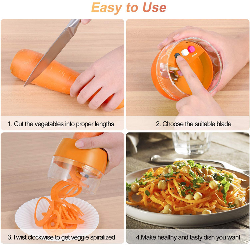 WONDERFUL Factory Wholesale Kitchen Handheld Spiralizer Vegetable Slicer 3 in 1 Multifunction Vegetable Spiral Cutter