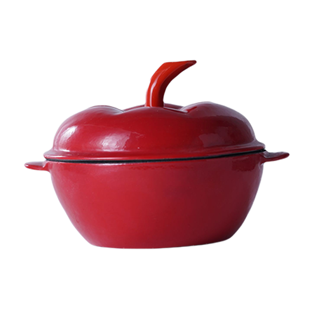 Hot sale OEM OEM cookware food safty material lovely pumpkin design red cast iron enamel soup casserole pot with handle lid