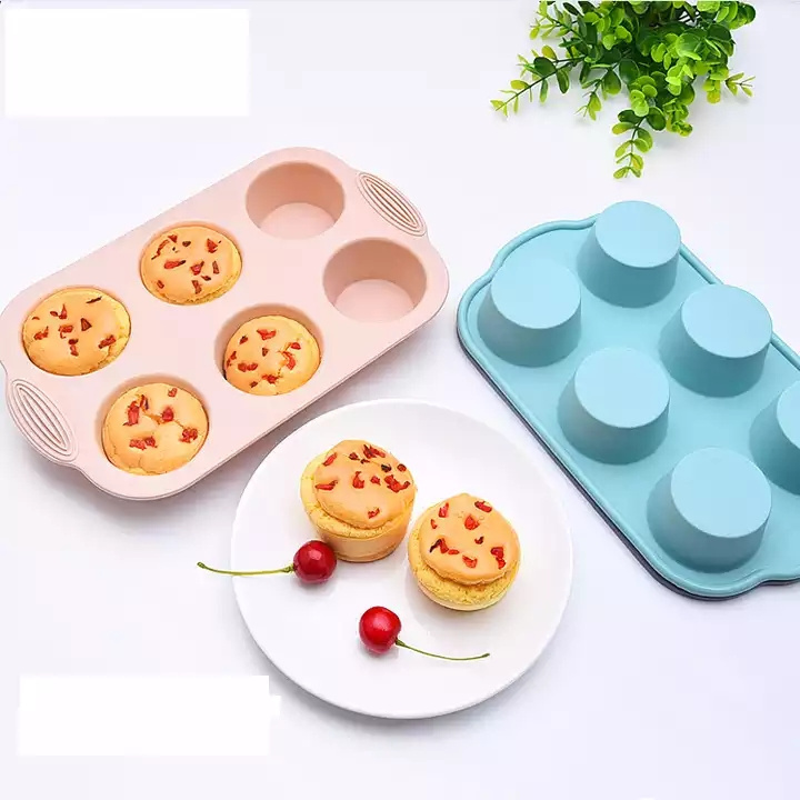 WONDERFUL Hot Sale New Food Grade Silicone Bake-Ware 6 Cups Cupcake Mold Baking Cake Pan Muffin Tray