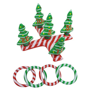 New Design Eco-friendly PVC Multiplayer Party Game Toy Inflatable Christmas Tree Party Decoration Ring Toss Game for kids adults