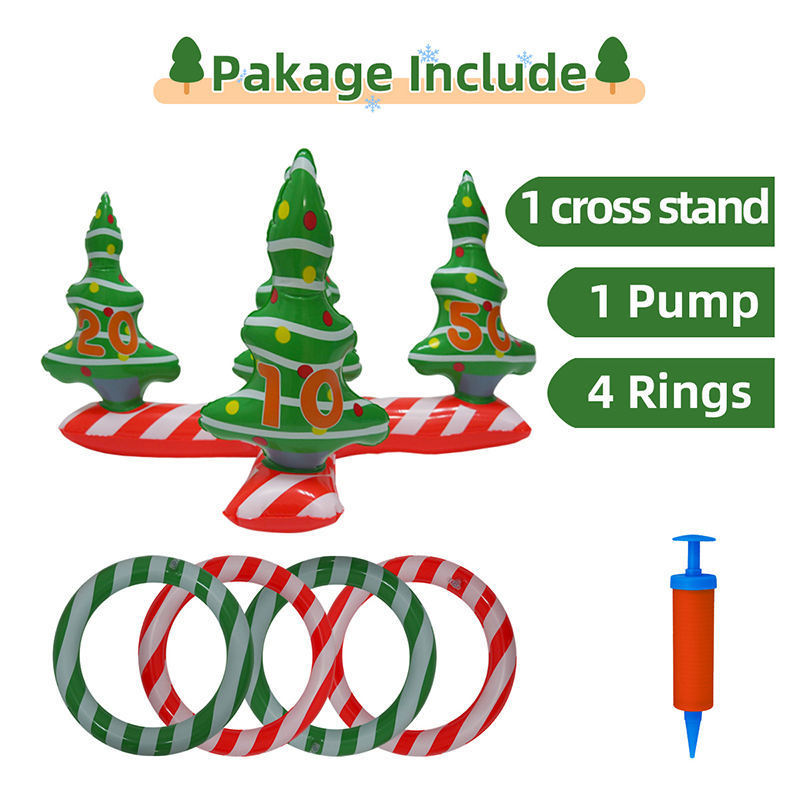 New Design Eco-friendly PVC Multiplayer Party Game Toy Inflatable Christmas Tree Party Decoration Ring Toss Game for kids adults