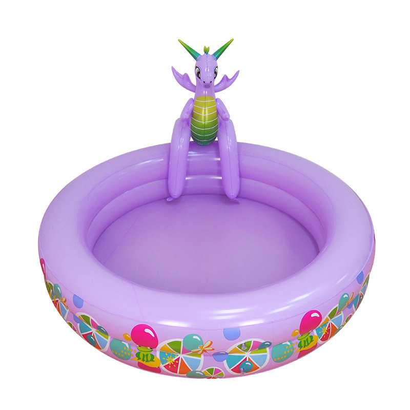 Inflatable Above Ground Mini Pool Purple Kiddle Swimming Pool With Dinosaur Backyard Garden Pool for Kids