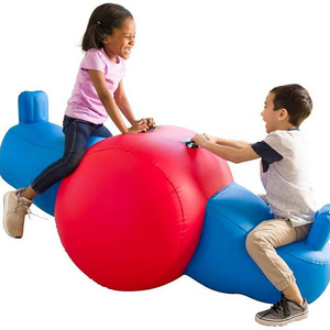 Heavy-Duty Vinyl Big Inflatable Seesaw Rocker with Handles and Backrests for Two Kids