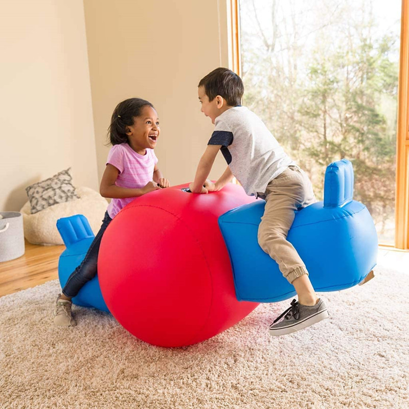 Heavy-Duty Vinyl Big Inflatable Seesaw Rocker with Handles and Backrests for Two Kids