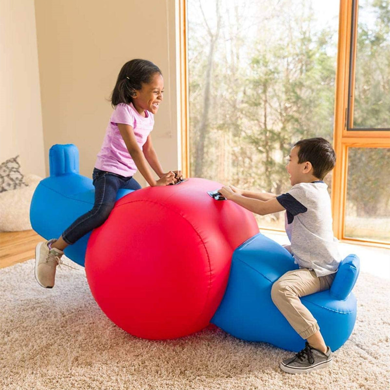 Heavy-Duty Vinyl Big Inflatable Seesaw Rocker with Handles and Backrests for Two Kids