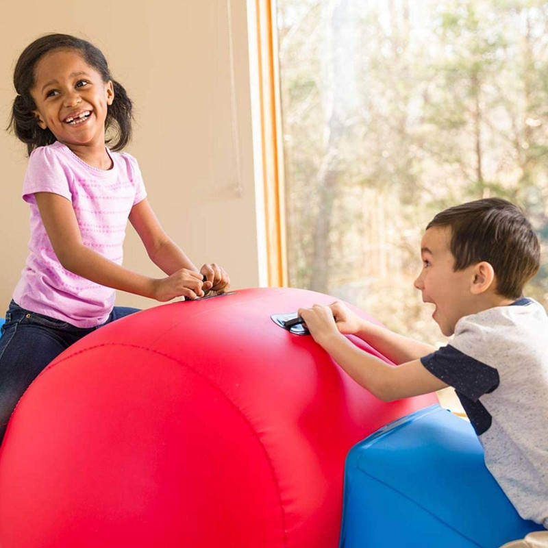 Heavy-Duty Vinyl Big Inflatable Seesaw Rocker with Handles and Backrests for Two Kids