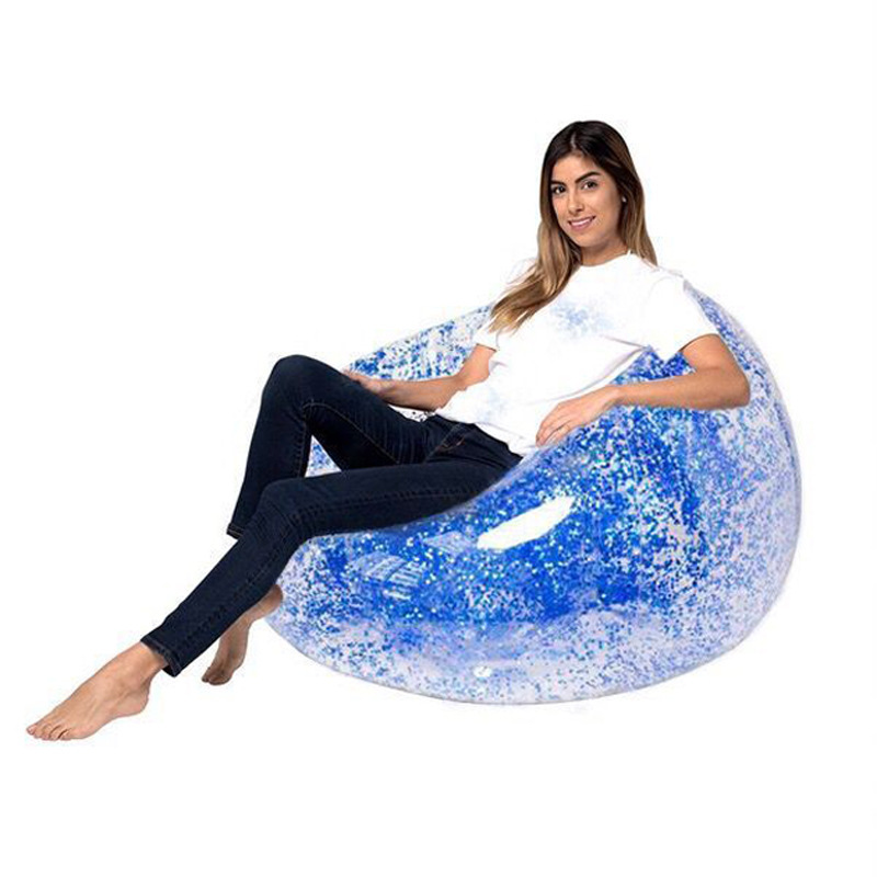 Popular Home Lounger Air Sofa Beach Outdoor Inflatable Transparency Glitter Air Chair Leisure Inflatable Air Sofa