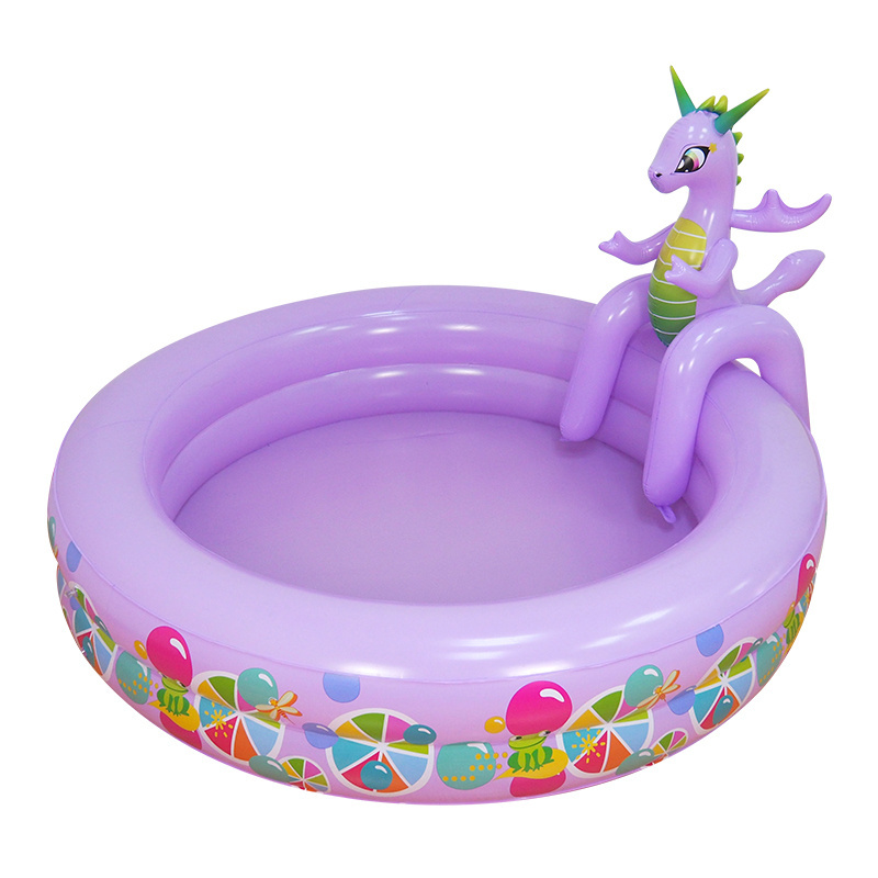 Inflatable Above Ground Mini Pool Purple Kiddle Swimming Pool With Dinosaur Backyard Garden Pool for Kids