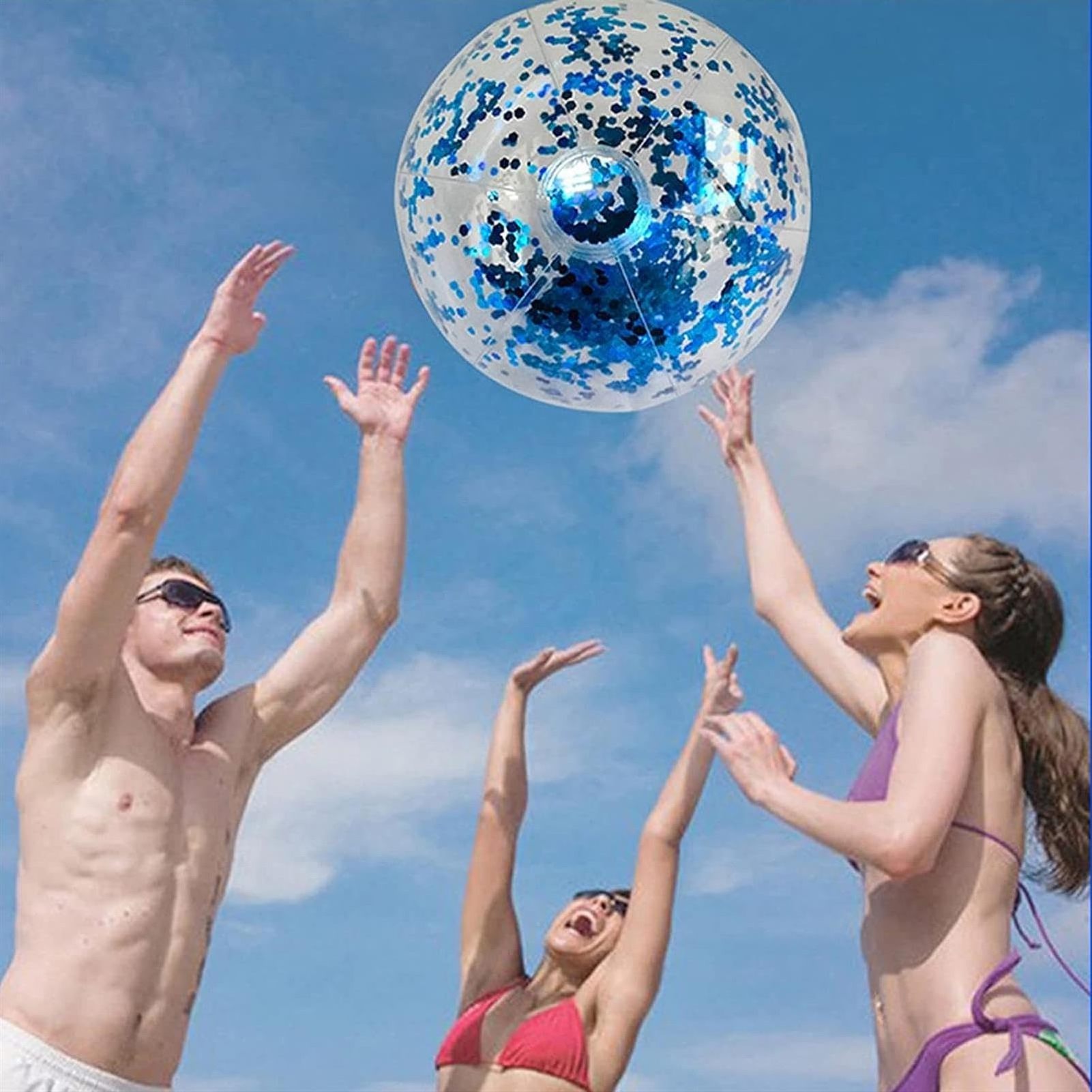 Super transparent PVC Flash Ball Water Toys Transparent Beach Balls Inflatable Beach Ball with Glitter for kids adults