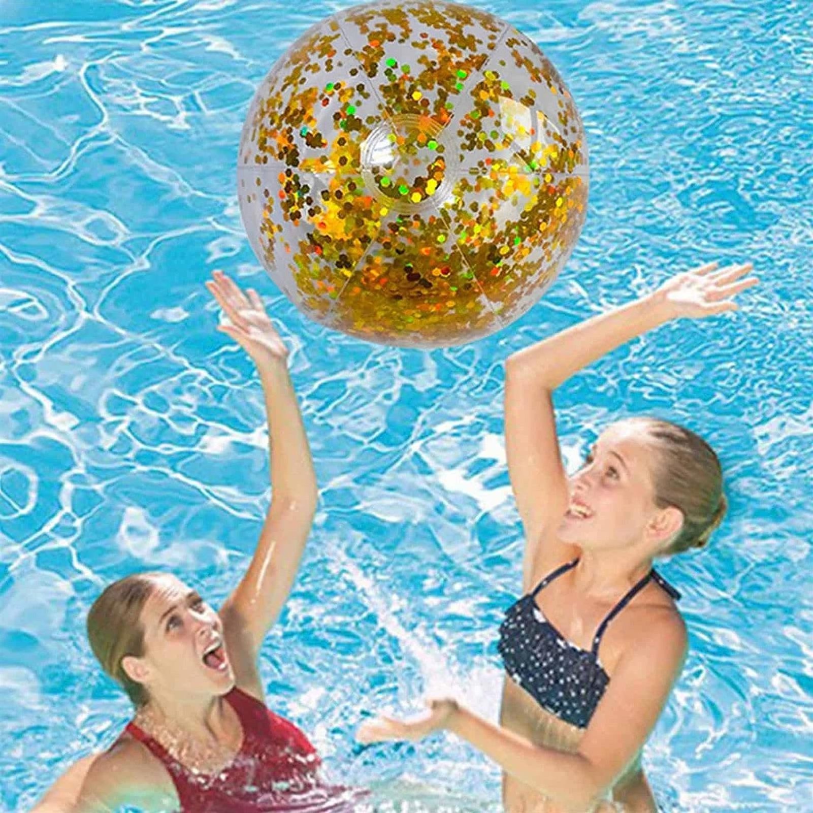 Super transparent PVC Flash Ball Water Toys Transparent Beach Balls Inflatable Beach Ball with Glitter for kids adults