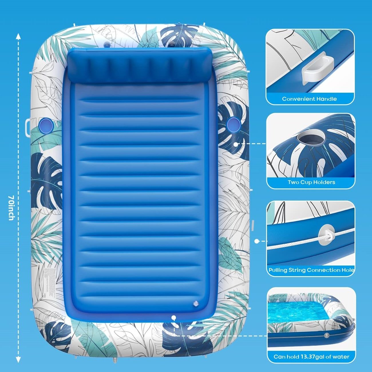 Inflatable Skimboard Pool Water Mat with Wrap Around Rope China Inflatable Pool Floats for Kids and Adult with Pillow