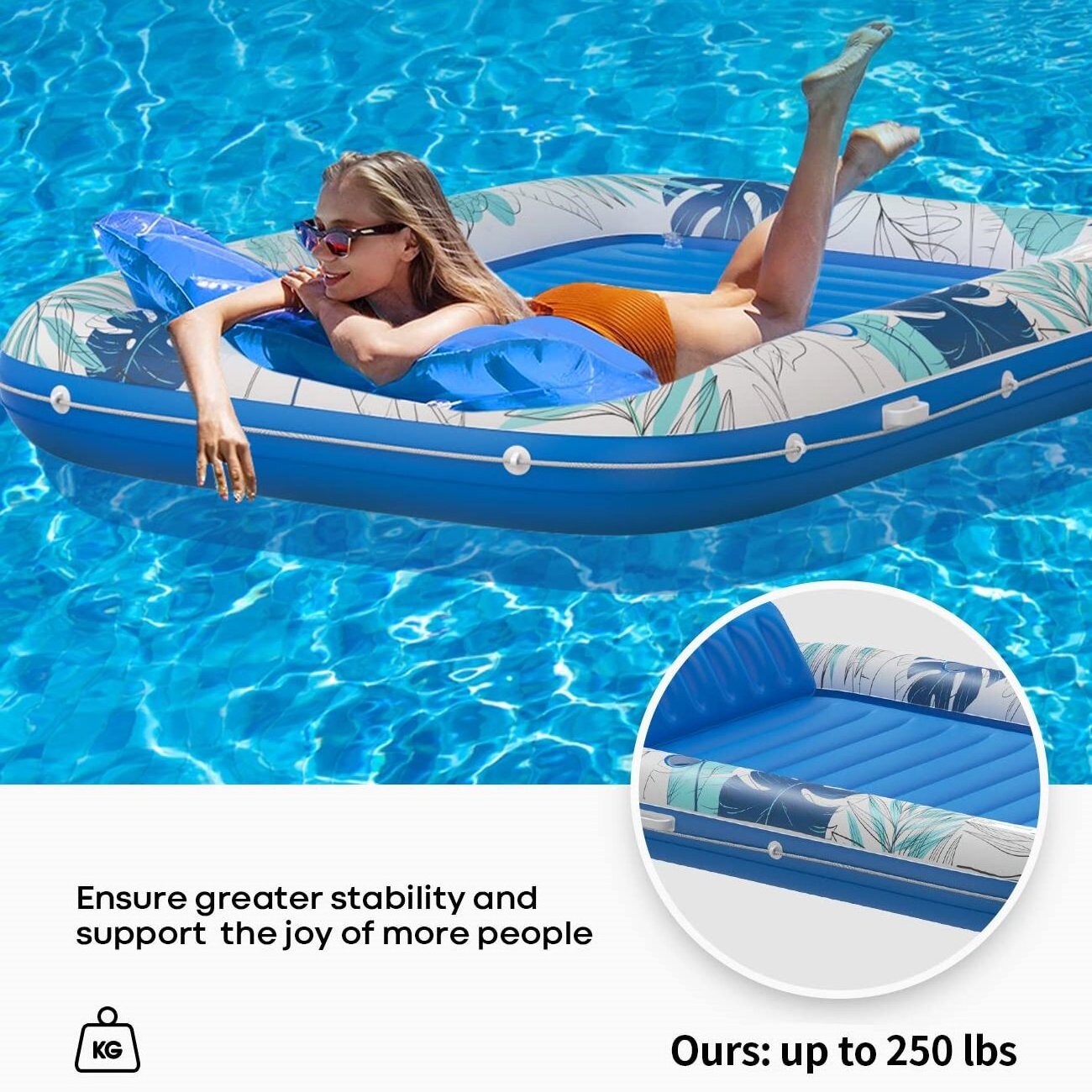 Inflatable Skimboard Pool Water Mat with Wrap Around Rope China Inflatable Pool Floats for Kids and Adult with Pillow