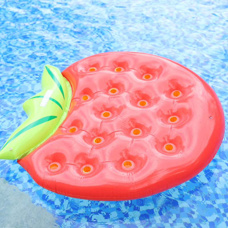 Inflatable Strawberry Pool Float 142cm Large Strawberry Air Mattress Pool Inflatable Pool Mattress For Adults