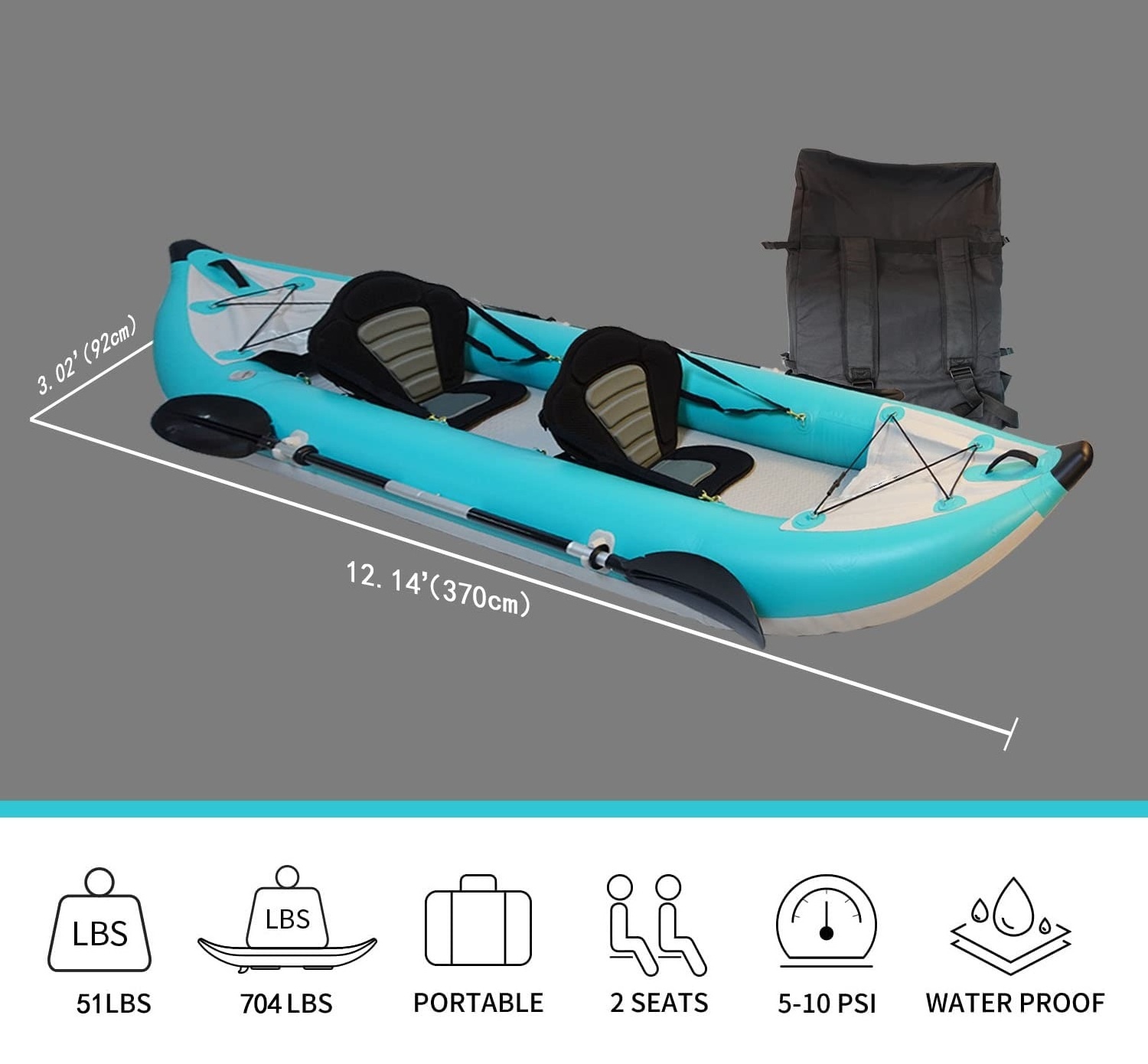 China Factory  2 Person Kayaks Sport Fishing Canoe Sea Kayak Ocean For Sale Inflatable Kayak Fishing With Pedal