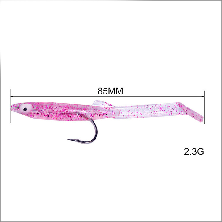 Hot Sale 2.3g 80mm Bionics Plastic Artificial Saltwater Swimbait Sea Bass Wobbler Paddle Tail Soft Eel Fishing Lure With Hook