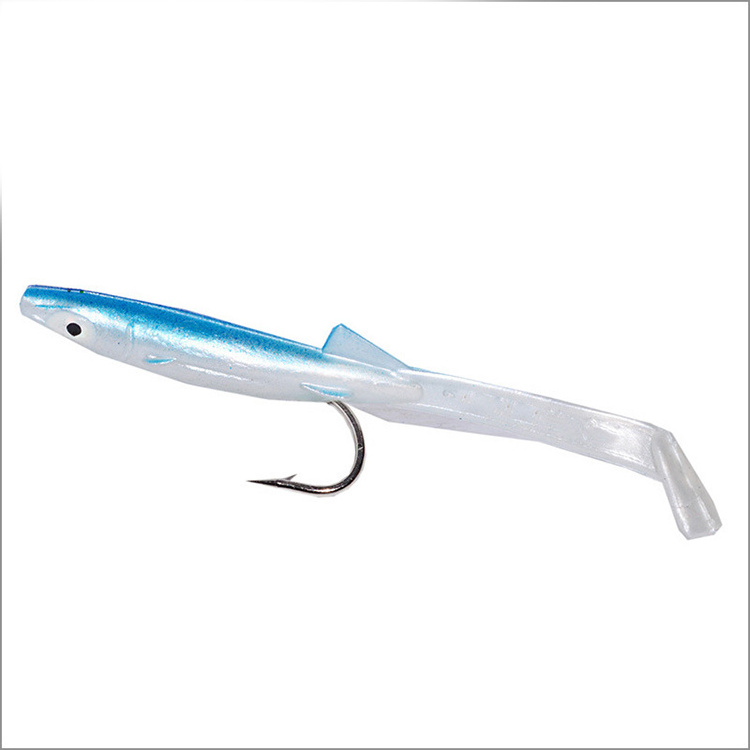 Hot Sale 2.3g 80mm Bionics Plastic Artificial Saltwater Swimbait Sea Bass Wobbler Paddle Tail Soft Eel Fishing Lure With Hook