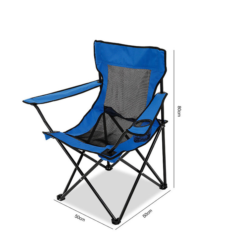 2024 Modern Collapsible Beach Sport Carry Chair China Supplier's Outdoor Comfy Camping Folding Chair Side Pocket Cup Holder Park