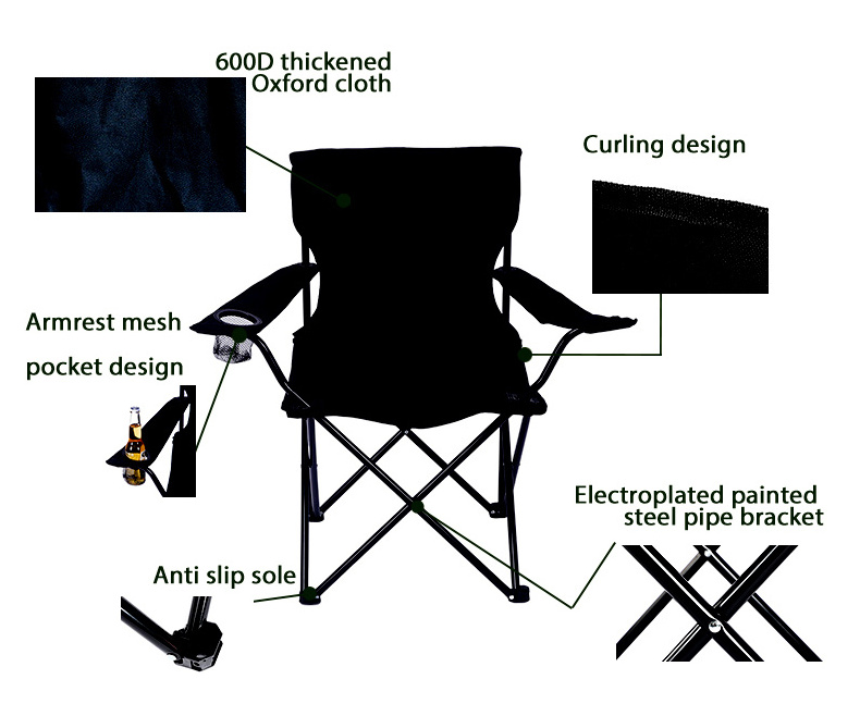 Hot sale China beach custom design logo factory price foldable Outdoor best lightweight black camping chair walmart